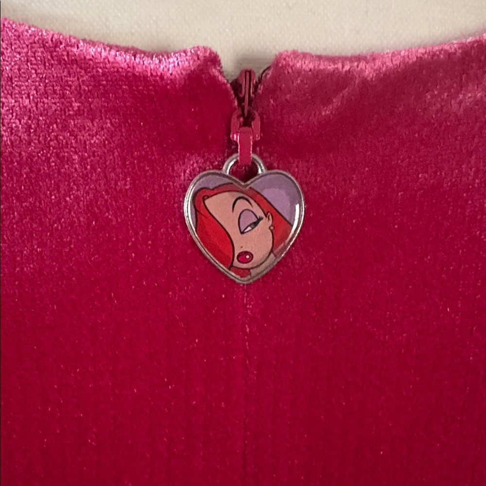 Disney Jessica Rabbit Fuchsia Velvet Sleeveless Midi Dress Size XS - Picture 4 of 13